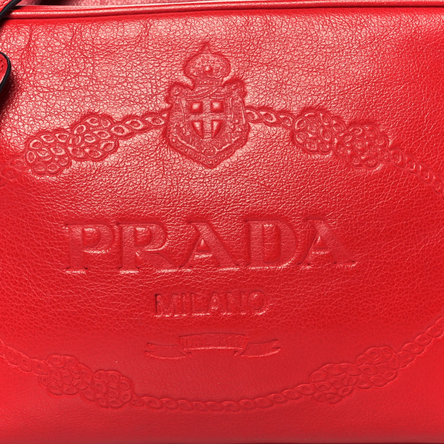 Glace Calfskin Embossed Logo Crossbody Red