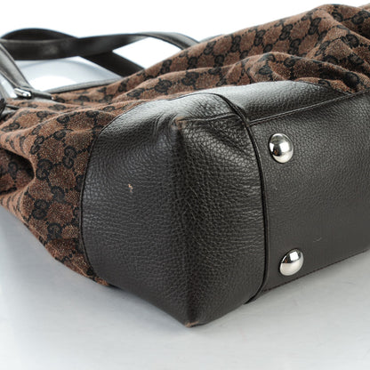 Gucci Monogram Denim Full Moon Tote Dark Brown 8 of 11