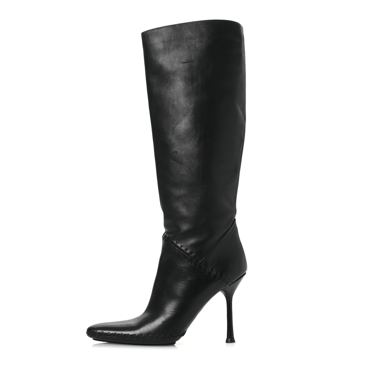 Nappa Stitched Knee High Boots 38.5 Black