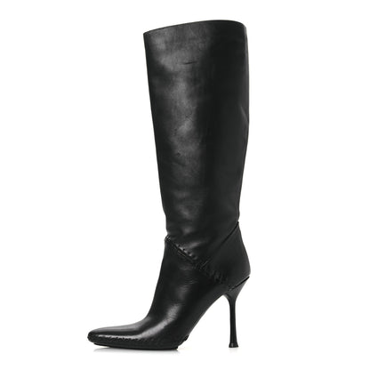 Gucci Nappa Stitched Knee High Boots 38.5 Black 1 of 12
