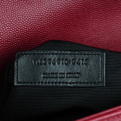 Saint Laurent Grain De Poudre Matelasse Chevron Large Monogram Satchel Oxblood 7 of 8