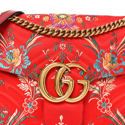 Gucci Jacquard Matelasse Floral Medium GG Marmont Shoulder Bag Red 8 of 13