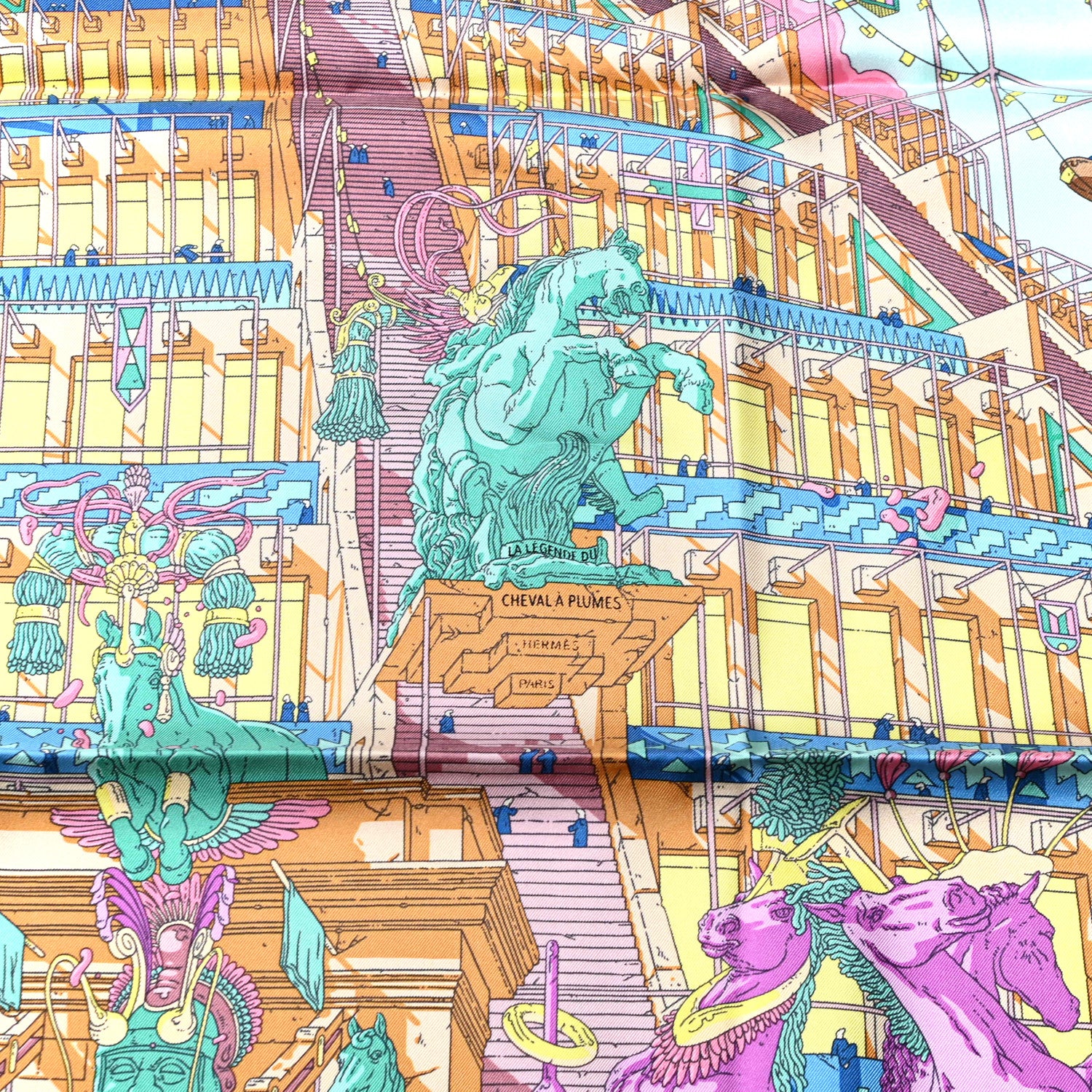 Hermes Silk La Legende Du Cheval A Plumes Scarf 90 6 of 6