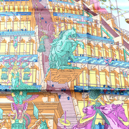 Hermes Silk La Legende Du Cheval A Plumes Scarf 90 6 of 6