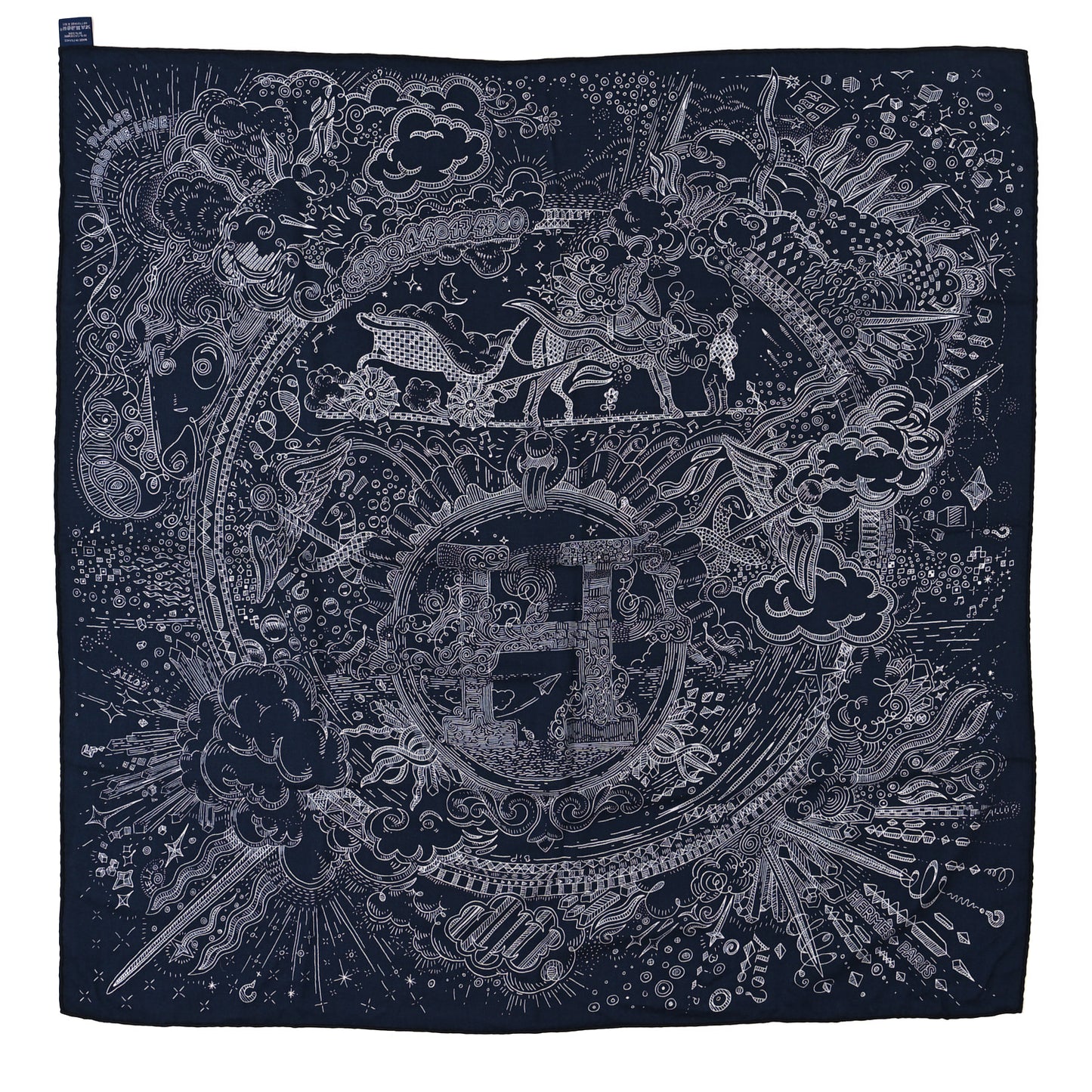 Cashmere Silk Hold The Line Scarf 100 Marine Gris Clair Black