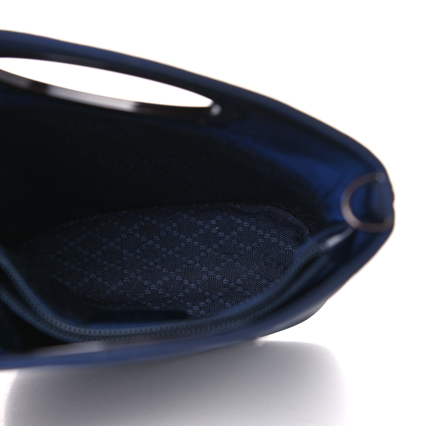 Iridescent Nylon Punch Top Handle Handbag Navy