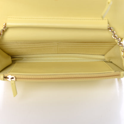 Chanel Lambskin Quilted Boy Wallet On Chain WOC Yellow 5 of 12