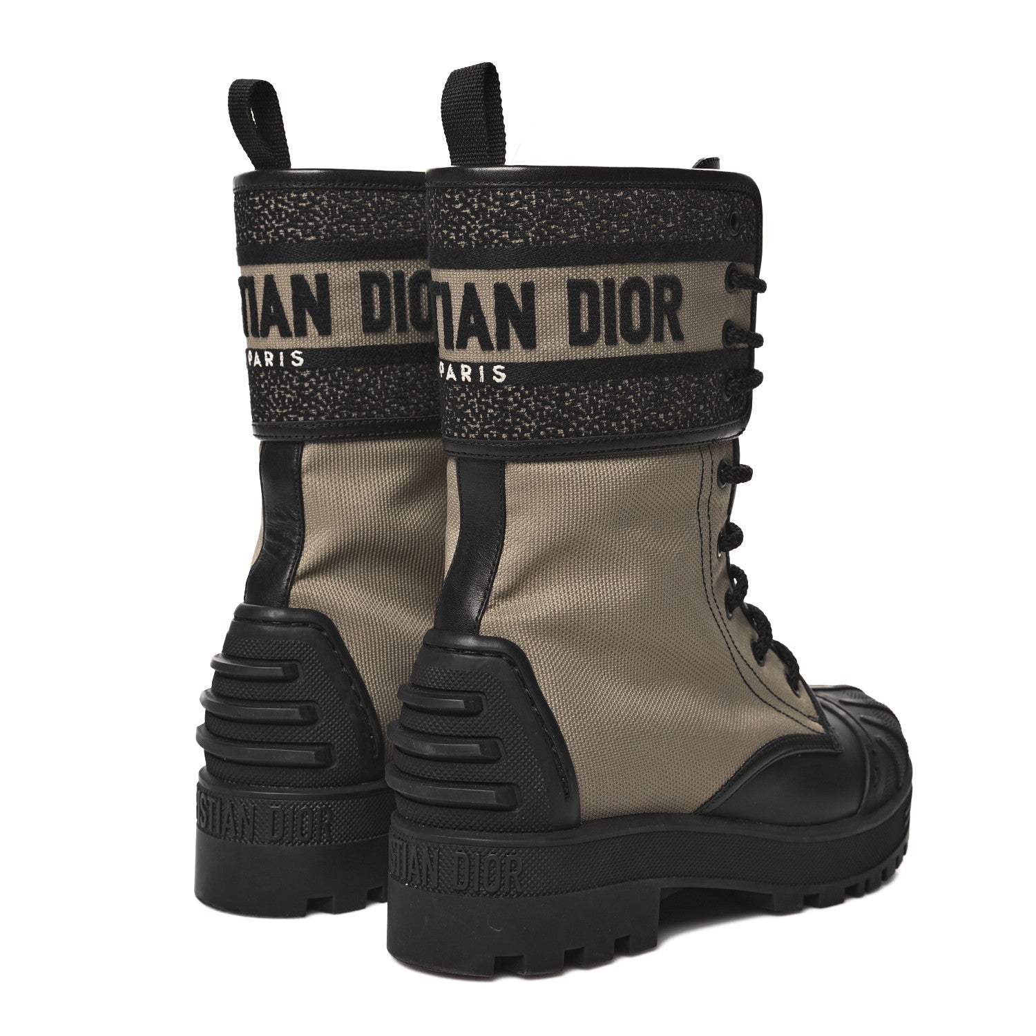 Christian Dior Calfskin Technical Fabric D-Major Ankle Boots 36.5 Taupe Black 4 of 8