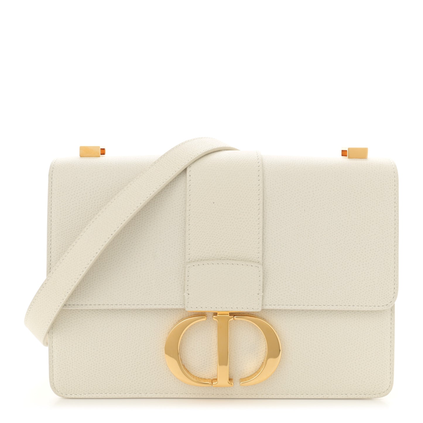 Grained Calfskin 30 Montaigne Flap Bag White