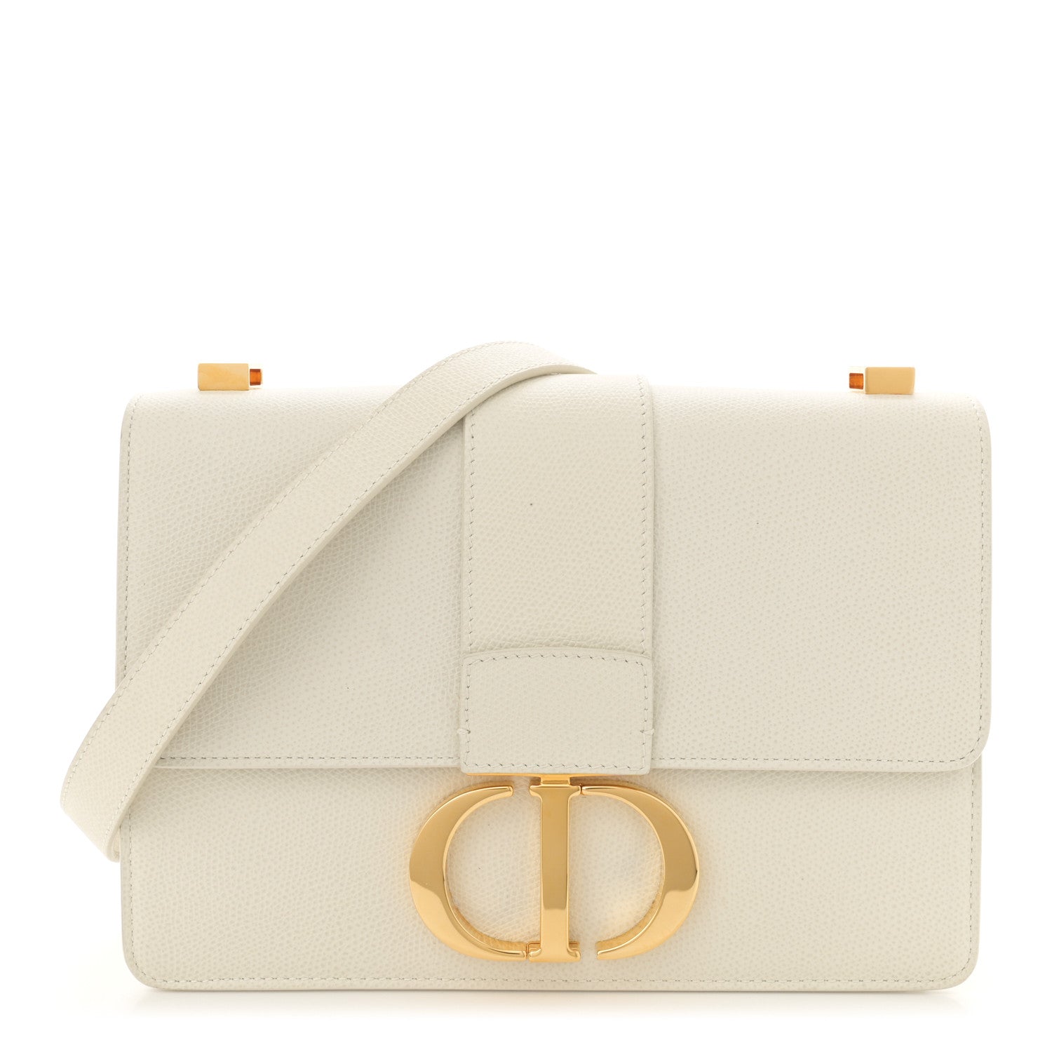 Christian Dior Grained Calfskin 30 Montaigne Flap Bag White 1 of 13