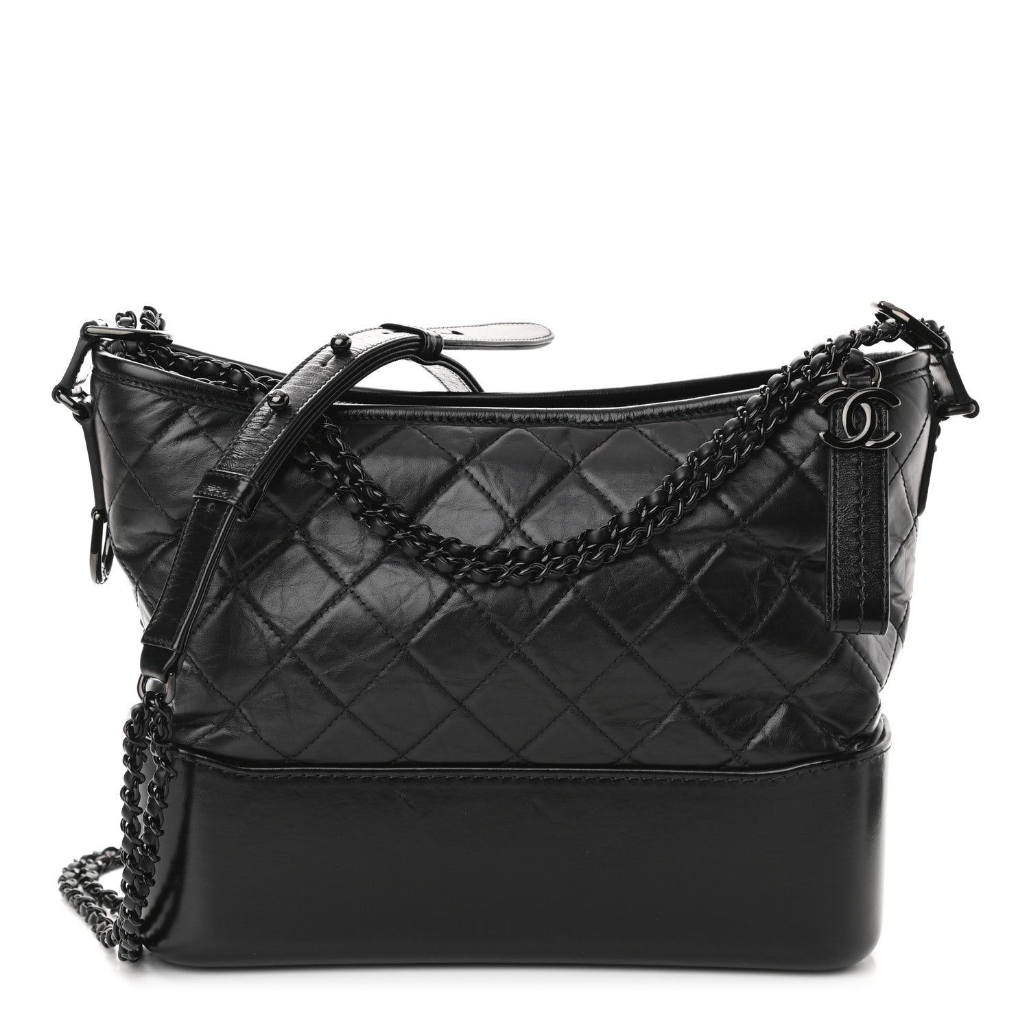 Chanel Aged Calfskin Quilted Medium Gabrielle Hobo Black 1 of 10