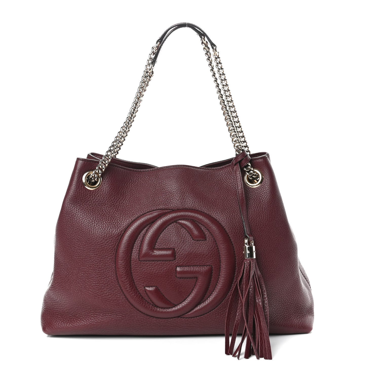 Pebbled Calfskin Medium Soho Chain Shoulder Bag Scarlatto
