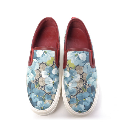 Gucci GG Supreme Monogram Blooms Womens Slip On Sneakers 36 Beige Blue Navy Red 5 of 12