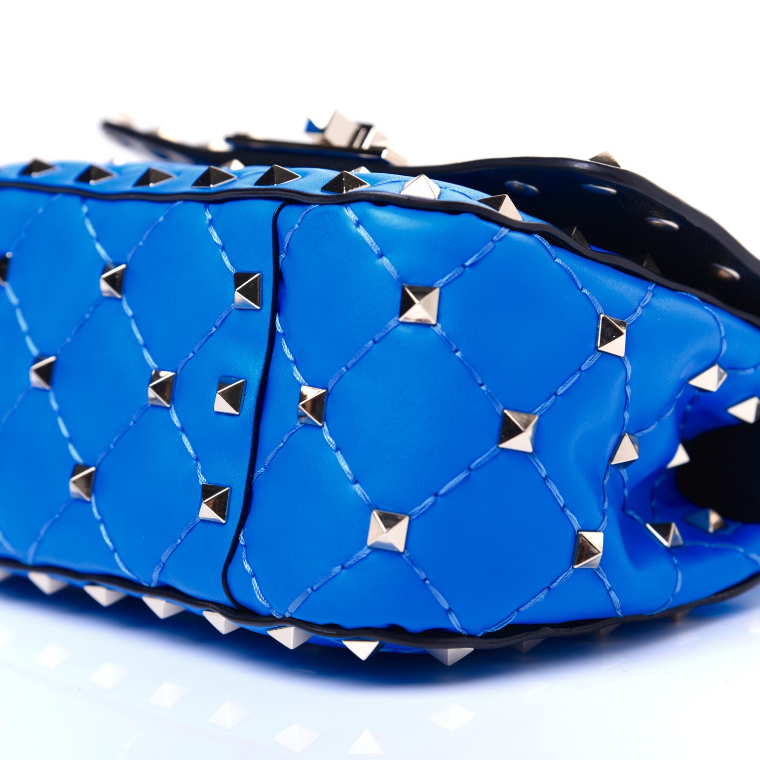 Valentino Garavani Calfskin Micro Rockstud Spike Shoulder Bag Blue Fluo 7 of 11