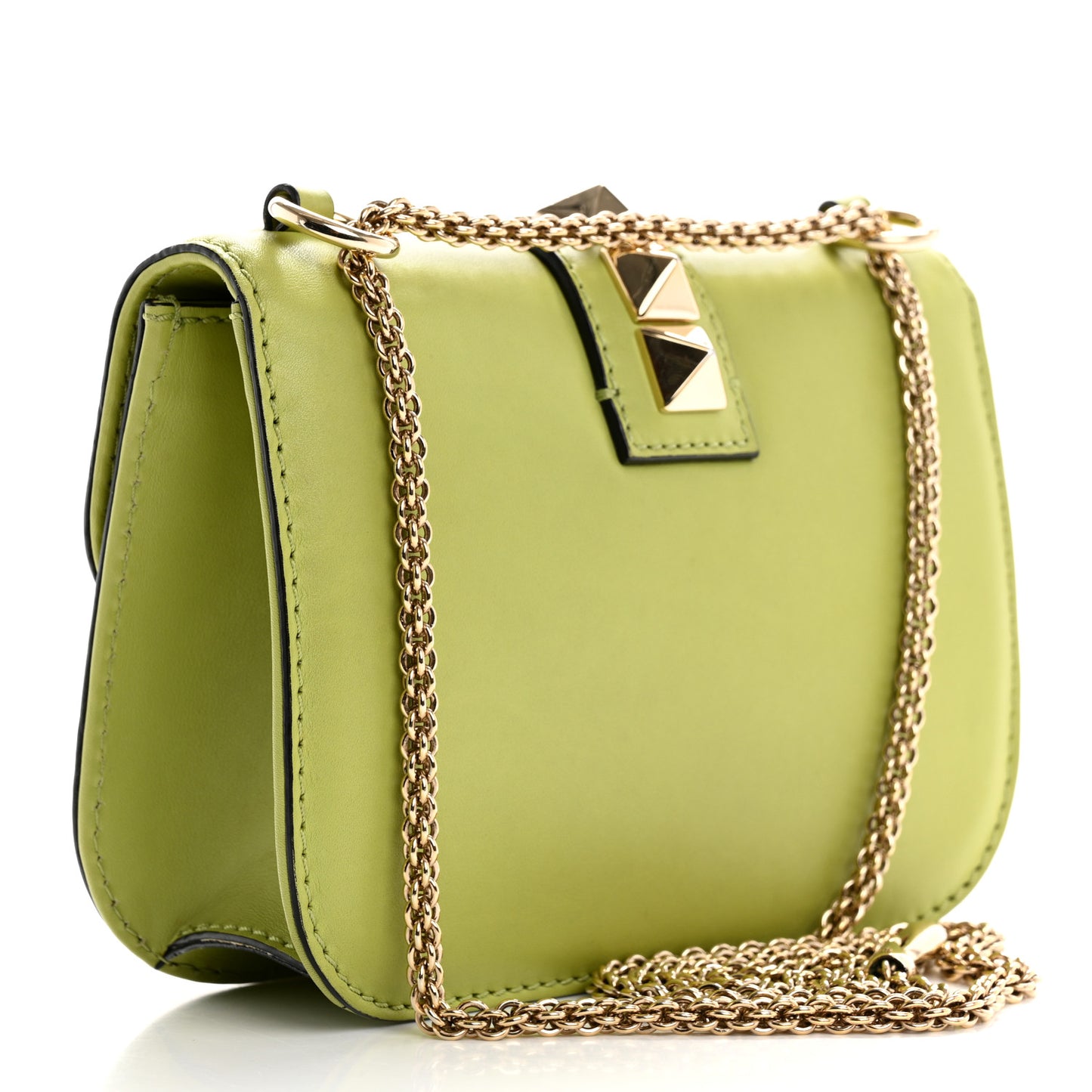 Vitello Small Glam Lock Rockstud Flap Apple