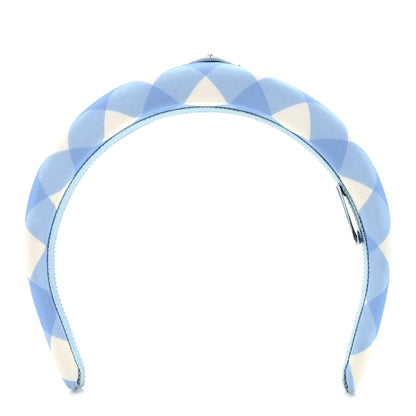 Prada Re-Nylon Gingham Check Printed Triangle Logo Headband Light Blue 1 of 6