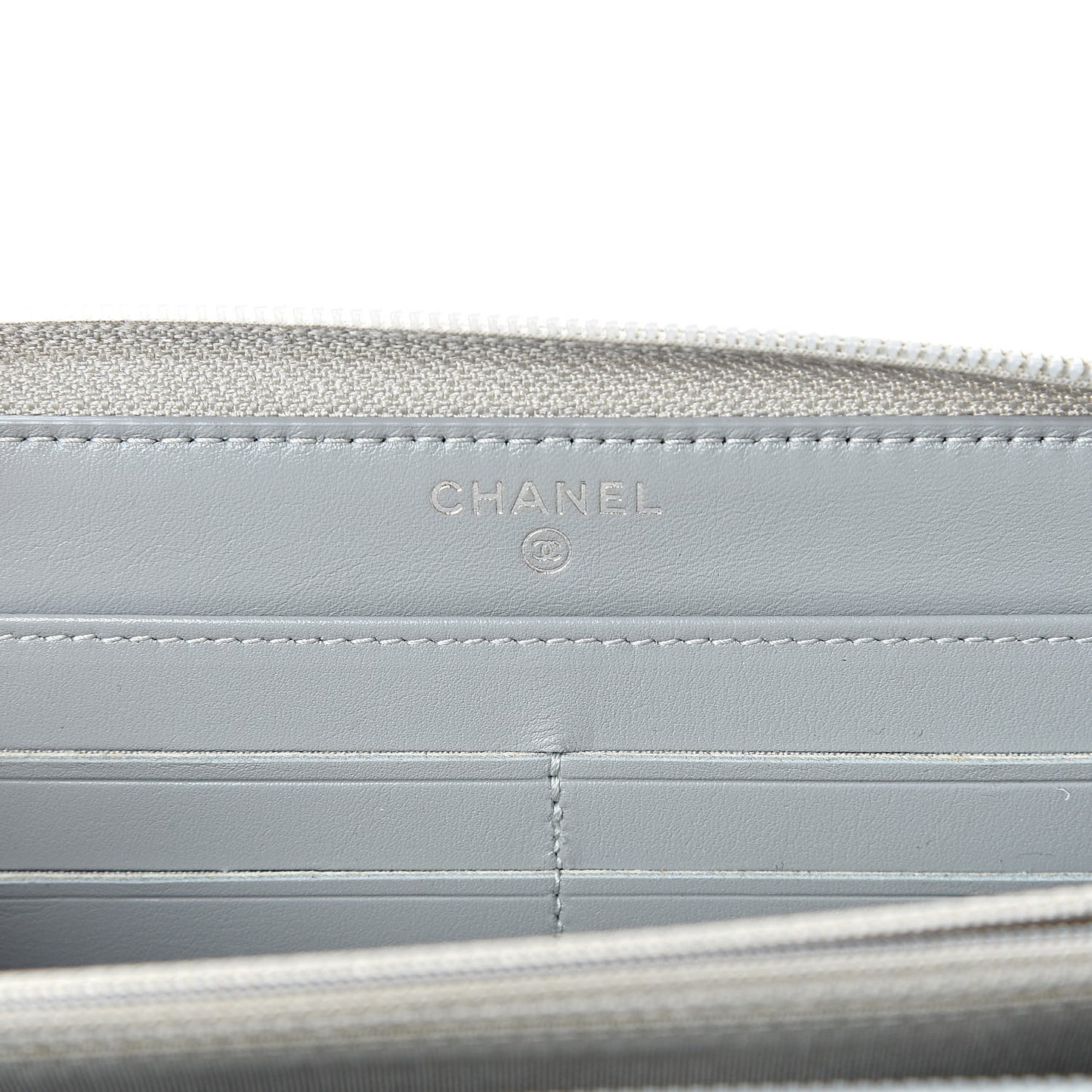 Glazed Calfskin Boy Zip Around Wallet Silver