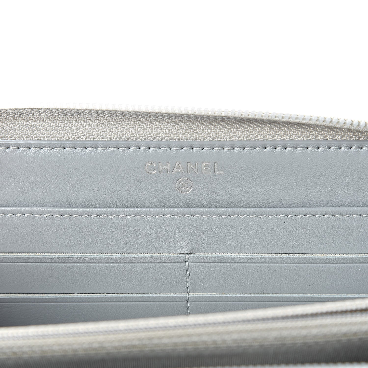 Chanel Glazed Calfskin Boy Zip Around Wallet Silver 6 of 9