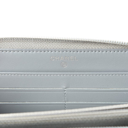 Chanel Glazed Calfskin Boy Zip Around Wallet Silver 6 of 9