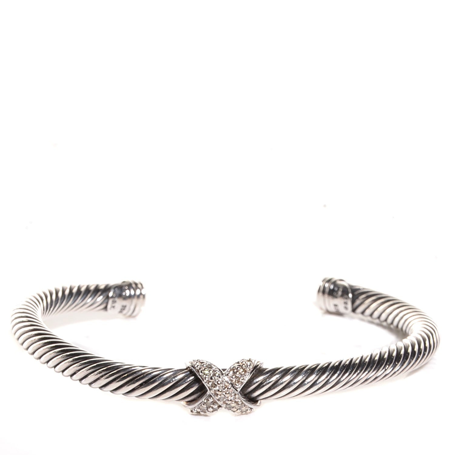 David Yurman Sterling Silver Diamond 4mm X Cable Bracelet 1 of 6