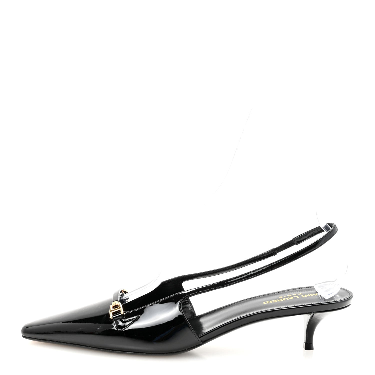 Saint Laurent Patent Bade Slingback Pumps 41 Black 1 of 10