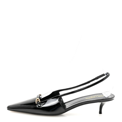 Saint Laurent Patent Bade Slingback Pumps 41 Black 1 of 10