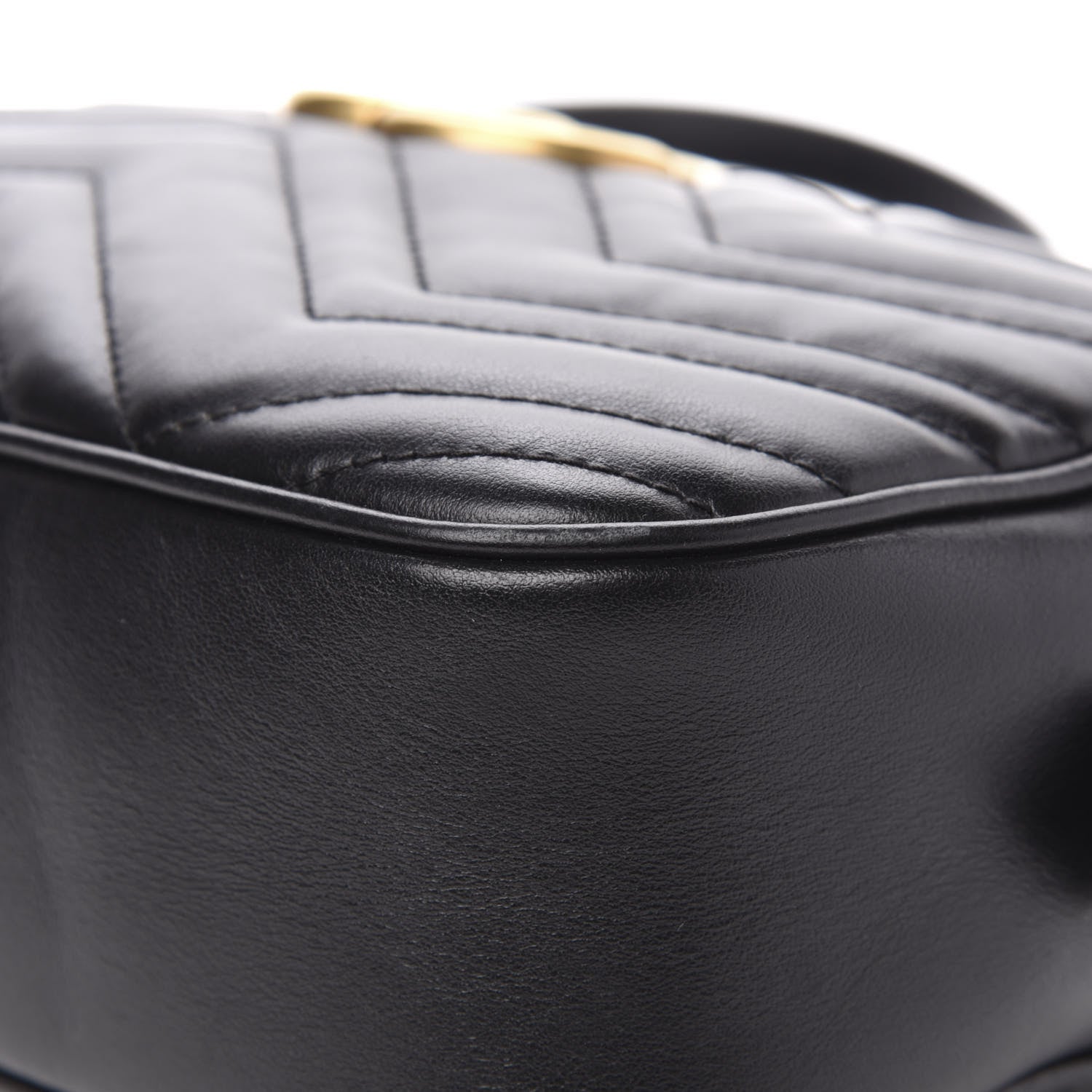 Gucci Calfskin Matelasse Small GG Marmont Chain Shoulder Bag Black 10 of 11