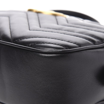 Gucci Calfskin Matelasse Small GG Marmont Chain Shoulder Bag Black 10 of 11