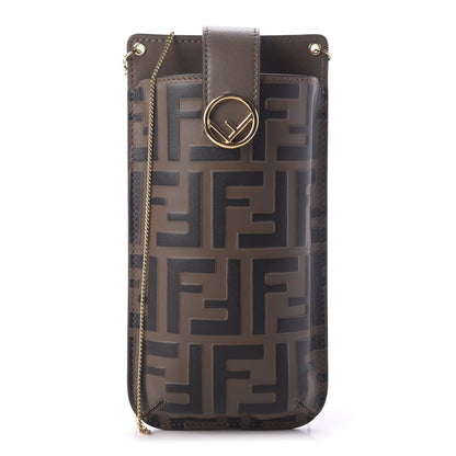 Fendi Vitello Soft F is Fendi Bi-Color FF 1974 Embossed Phone Pouch Maya Black 1 of 10