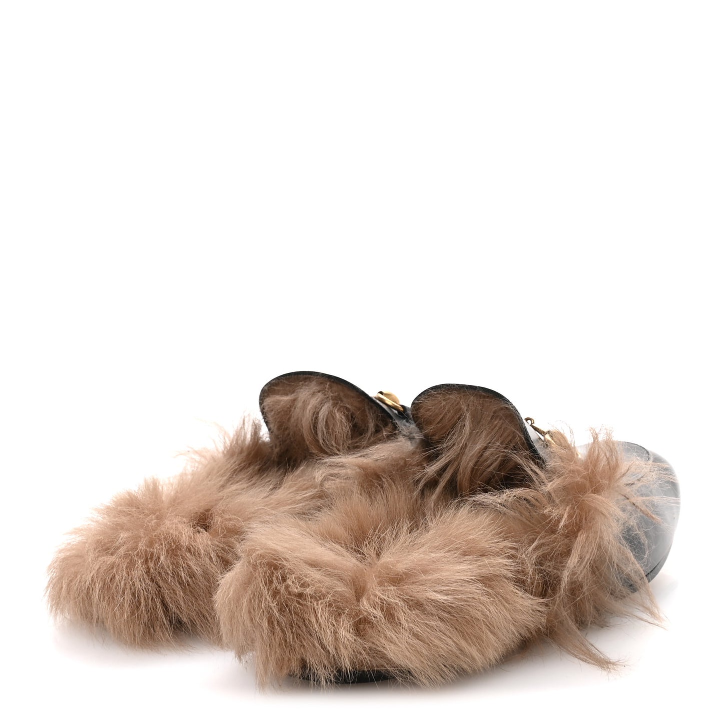 Calfskin Fur Mens Princetown Slippers 9 Black