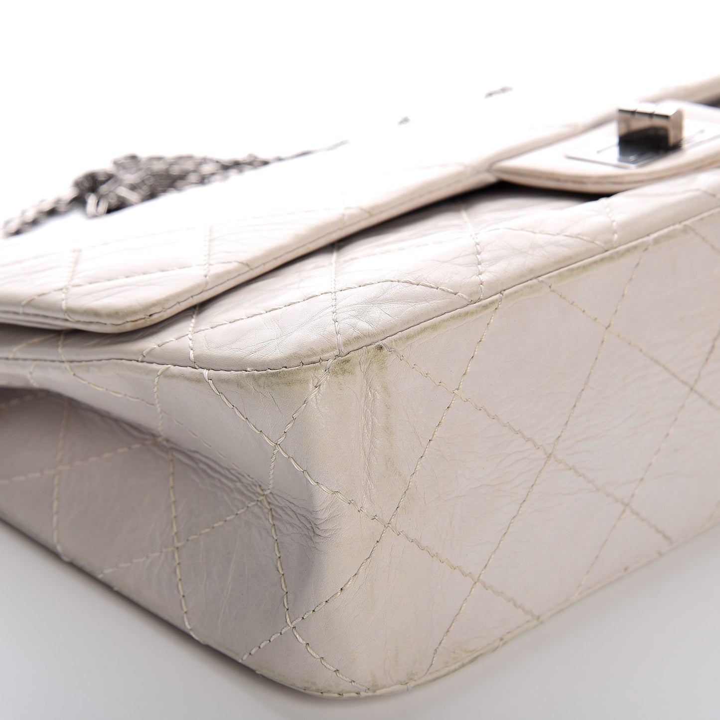 Aged Calfskin Quilted 2.55 Reissue 227 Flap White
