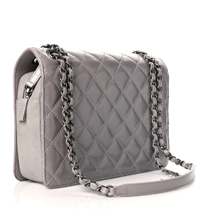 Chanel Glazed Calfskin Quilted Medium Day Trip Flap Grey 2 of 14