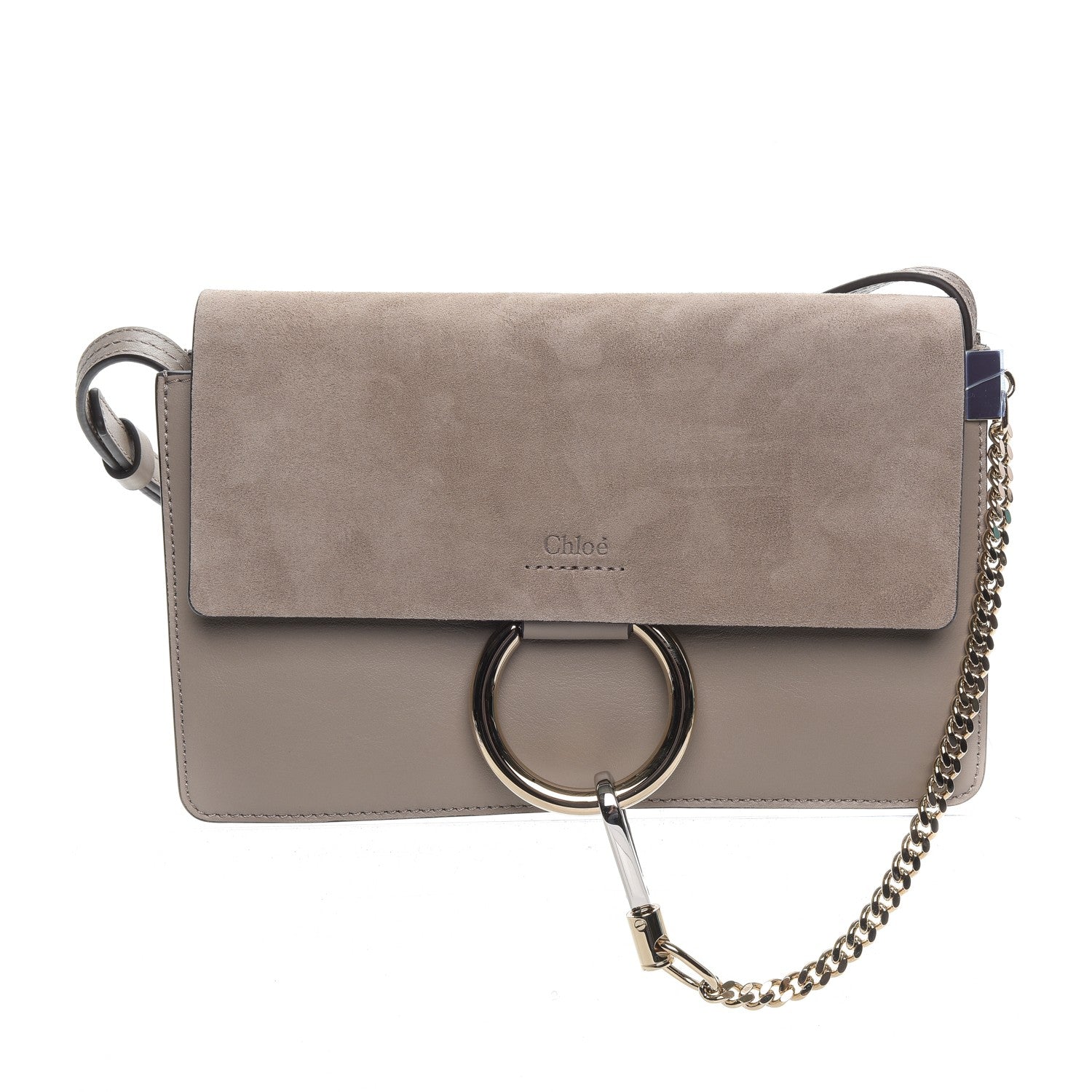 Chloe Suede Calfskin Small Faye Shoulder Bag Motty Grey 1 of 6