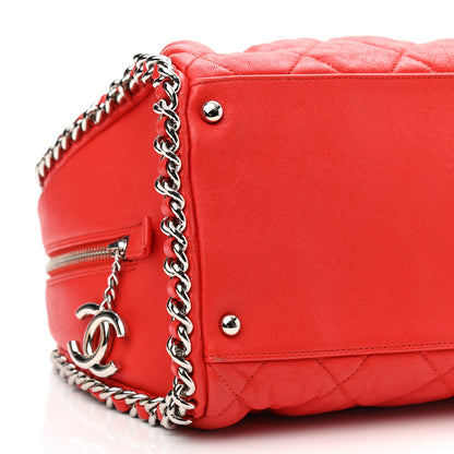 Chanel Washed Lambskin Chain Around Bowler Red 9 of 11