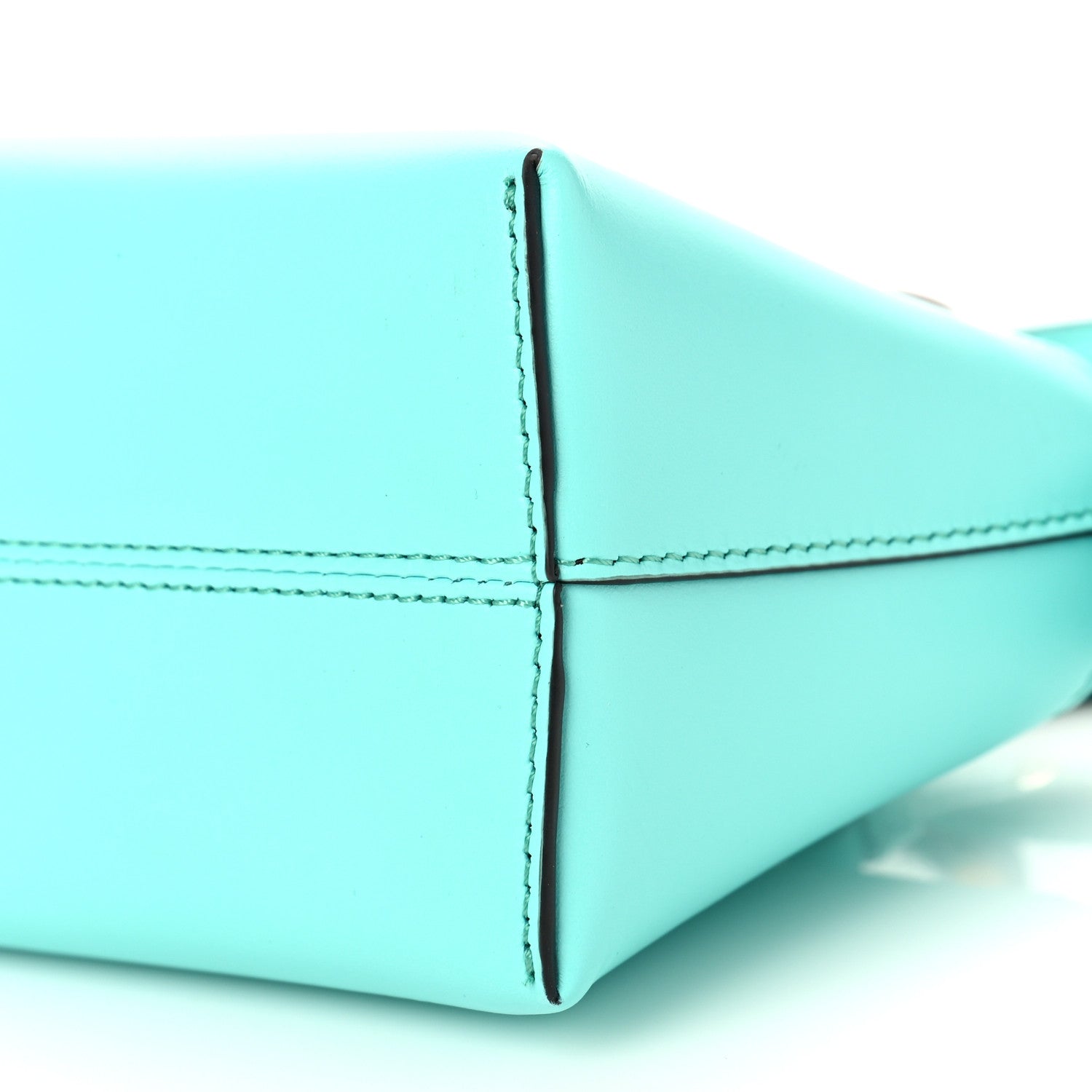 Fendi Vitello King Plexiglass Logo Embossed Mini By The Way Top Handle Boston Bag Spring Turquoise 8 of 8
