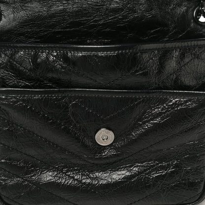 Saint Laurent Crinkled Calfskin Matelasse Monogram Medium Niki Chain Satchel Black 13 of 13
