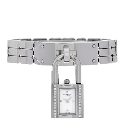 Hermes Stainless Steel Diamond 16mm Kelly Quartz Watch 2 of 9