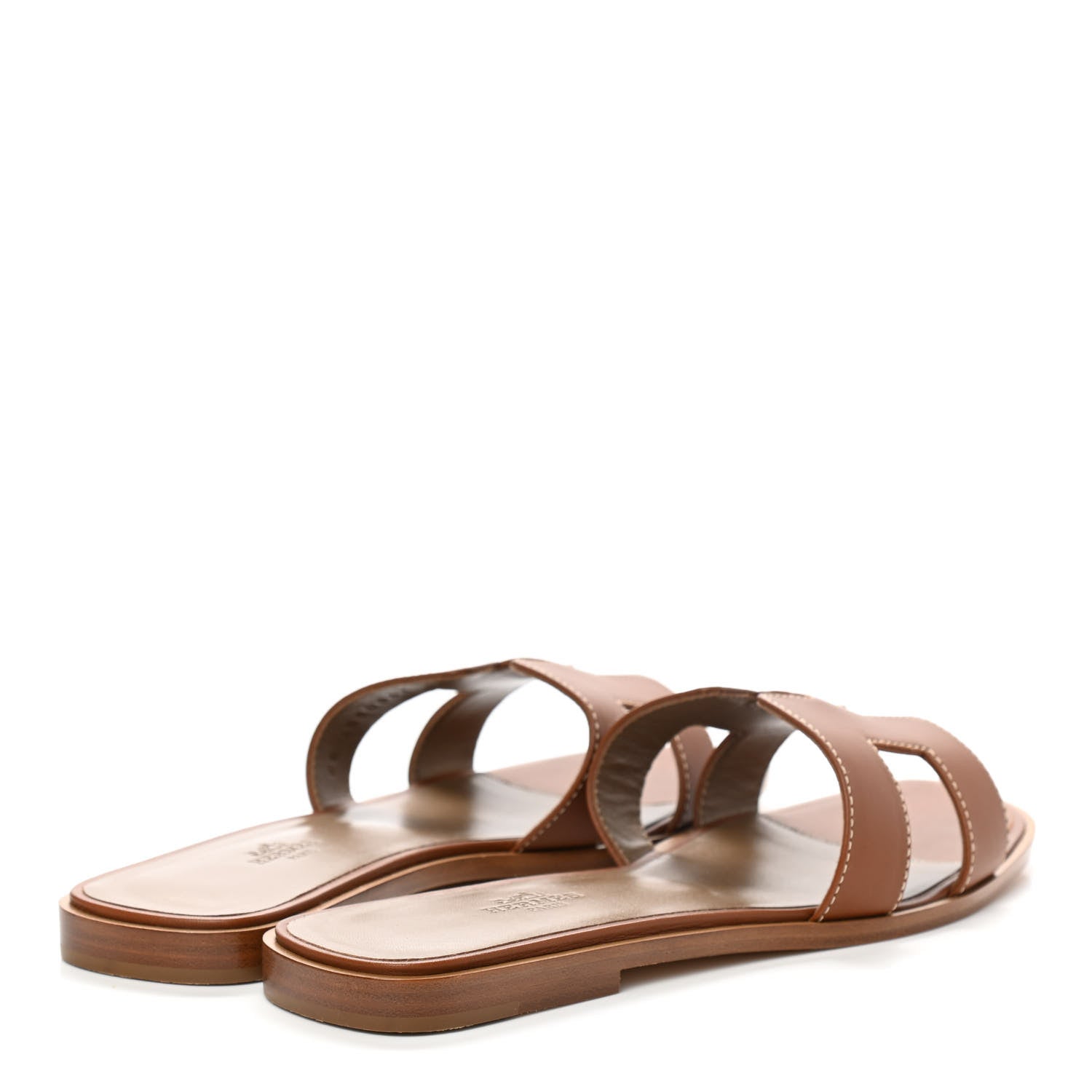Hermes Box Calfskin Oran Sandals 39.5 Gold 4 of 8