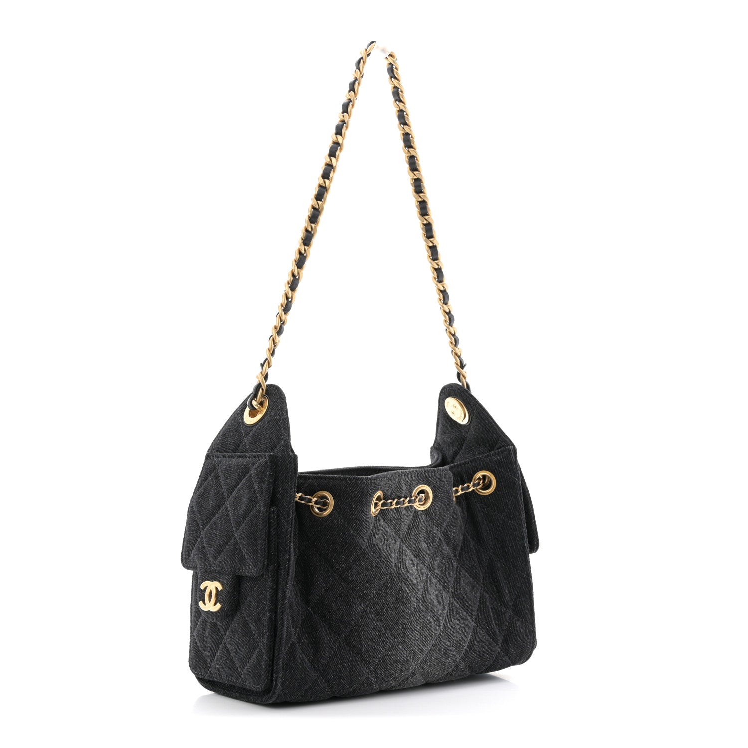 Chanel Washed Denim Quilted Mini Chanel 25 Handbag Black 3 of 11