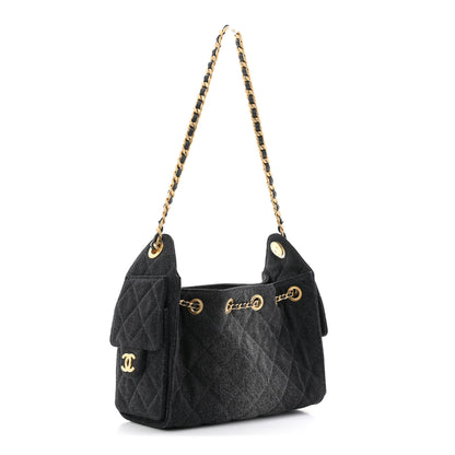 Chanel Washed Denim Quilted Mini Chanel 25 Handbag Black 3 of 11