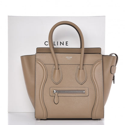 Celine Drummed Calfskin Micro Luggage Dune 10 of 10