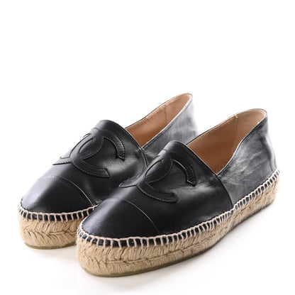 Chanel Lambskin CC Espadrilles 39 Black 2 of 8