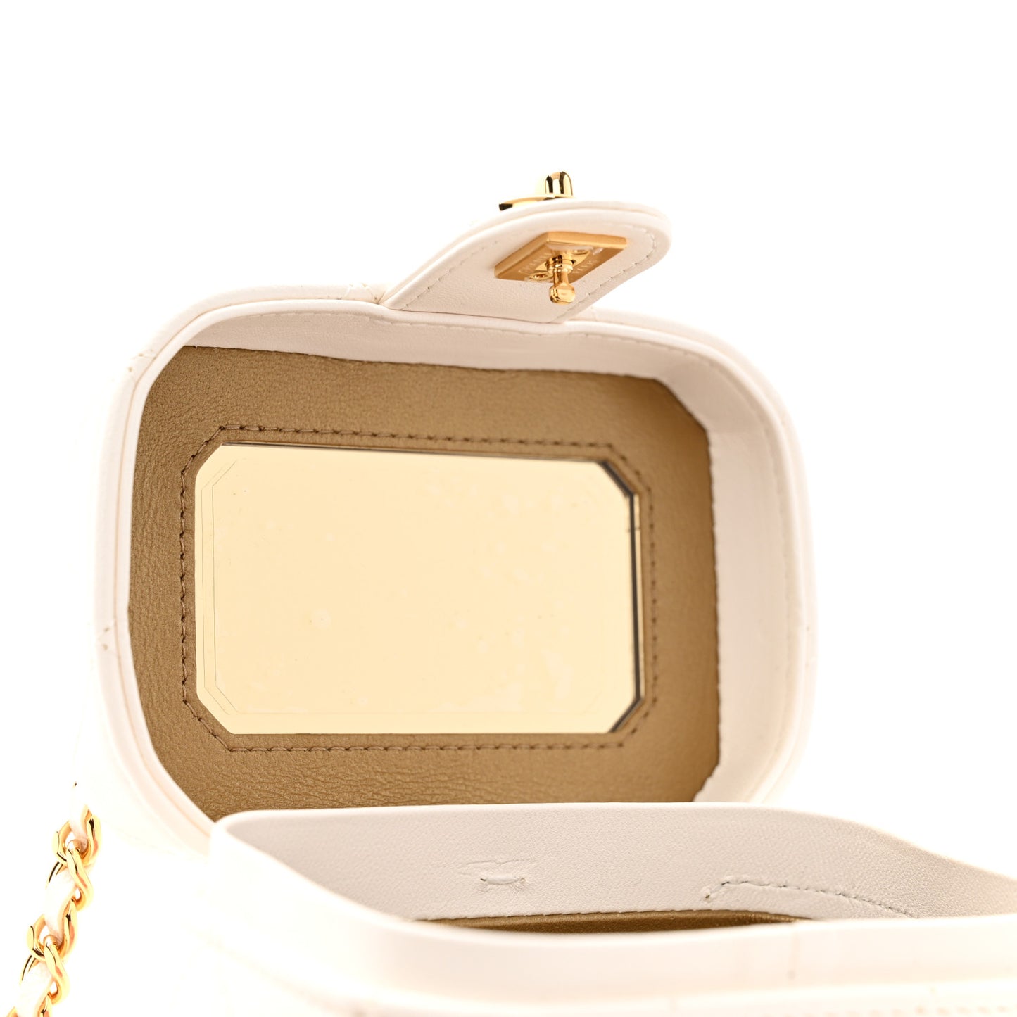 Lambskin Quilted Vanity Clutch With Chain White