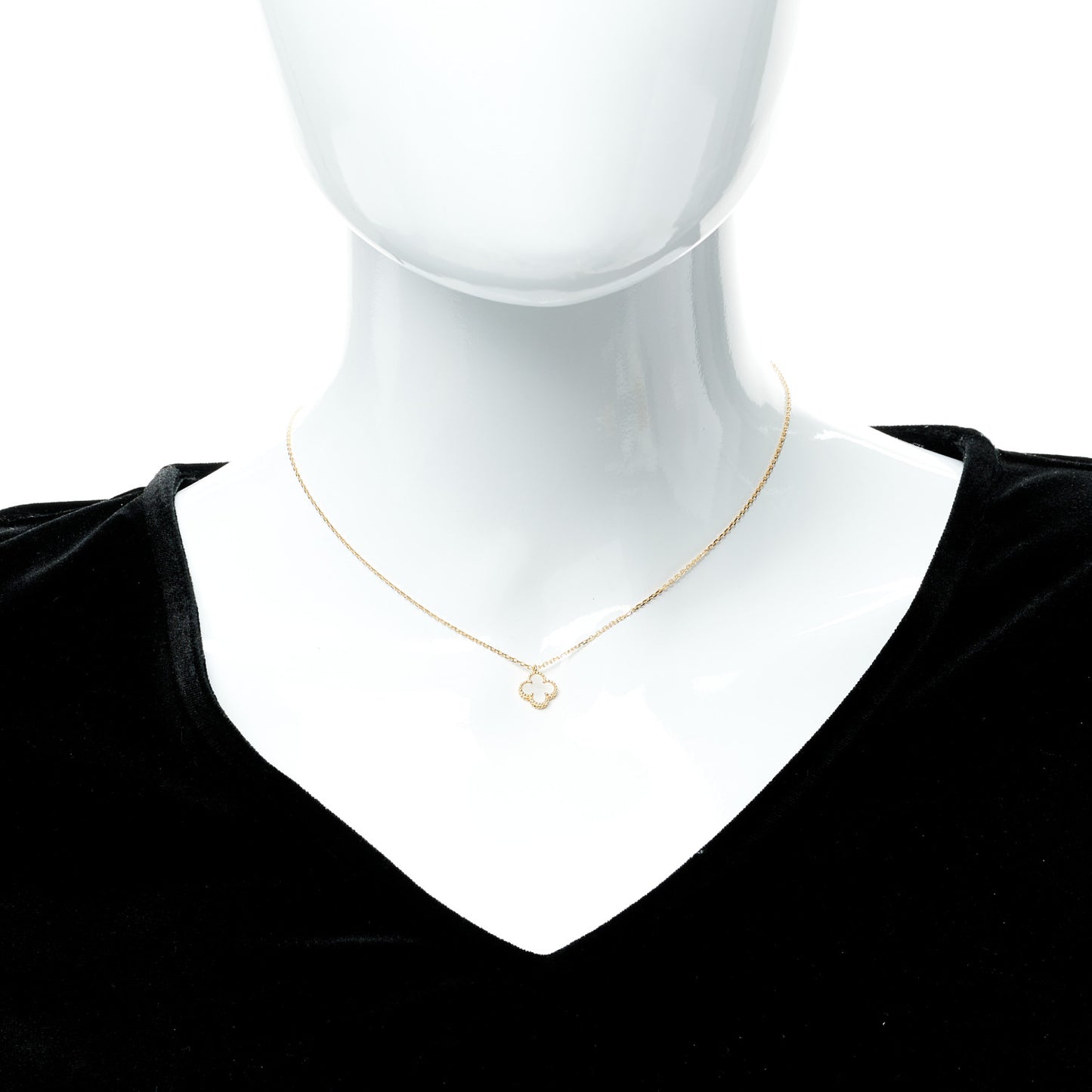 18K Yellow Gold Mother of Pearl Sweet Alhambra Pendant Necklace
