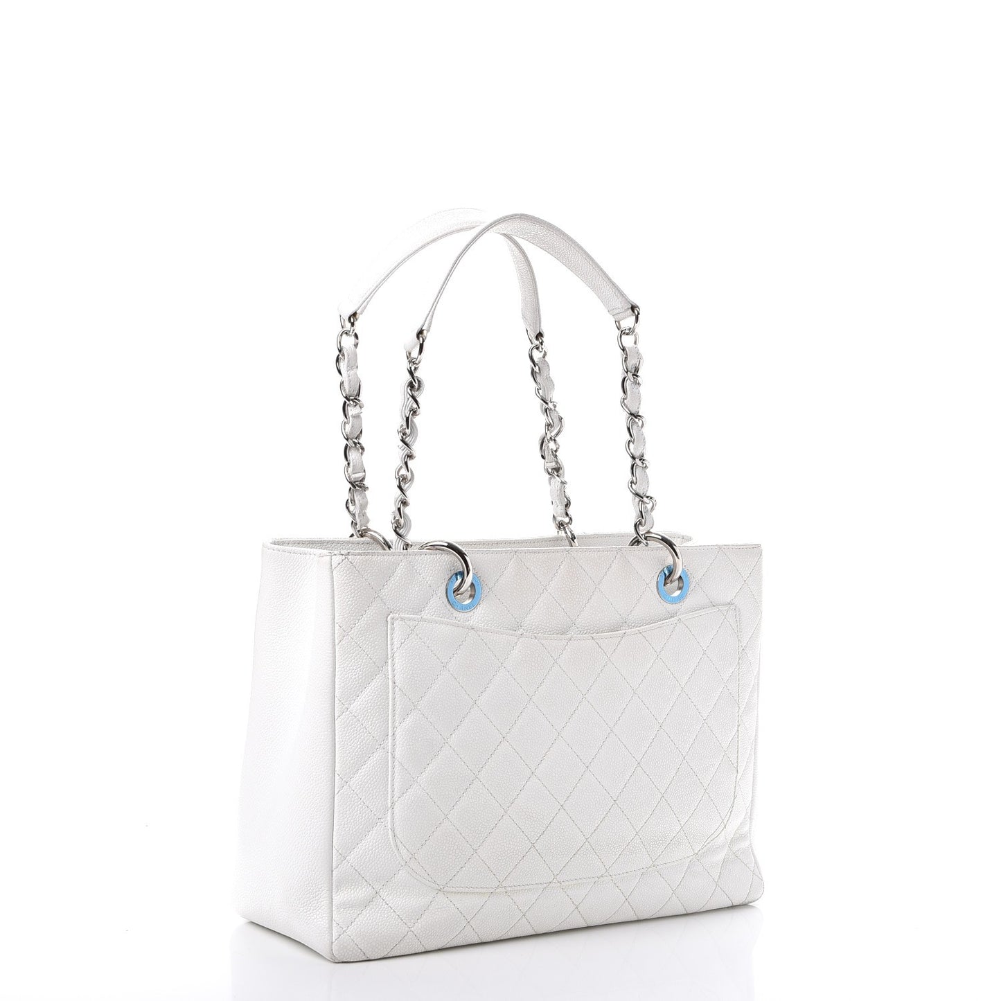 Caviar Quilted Grand Shopping Tote GST White