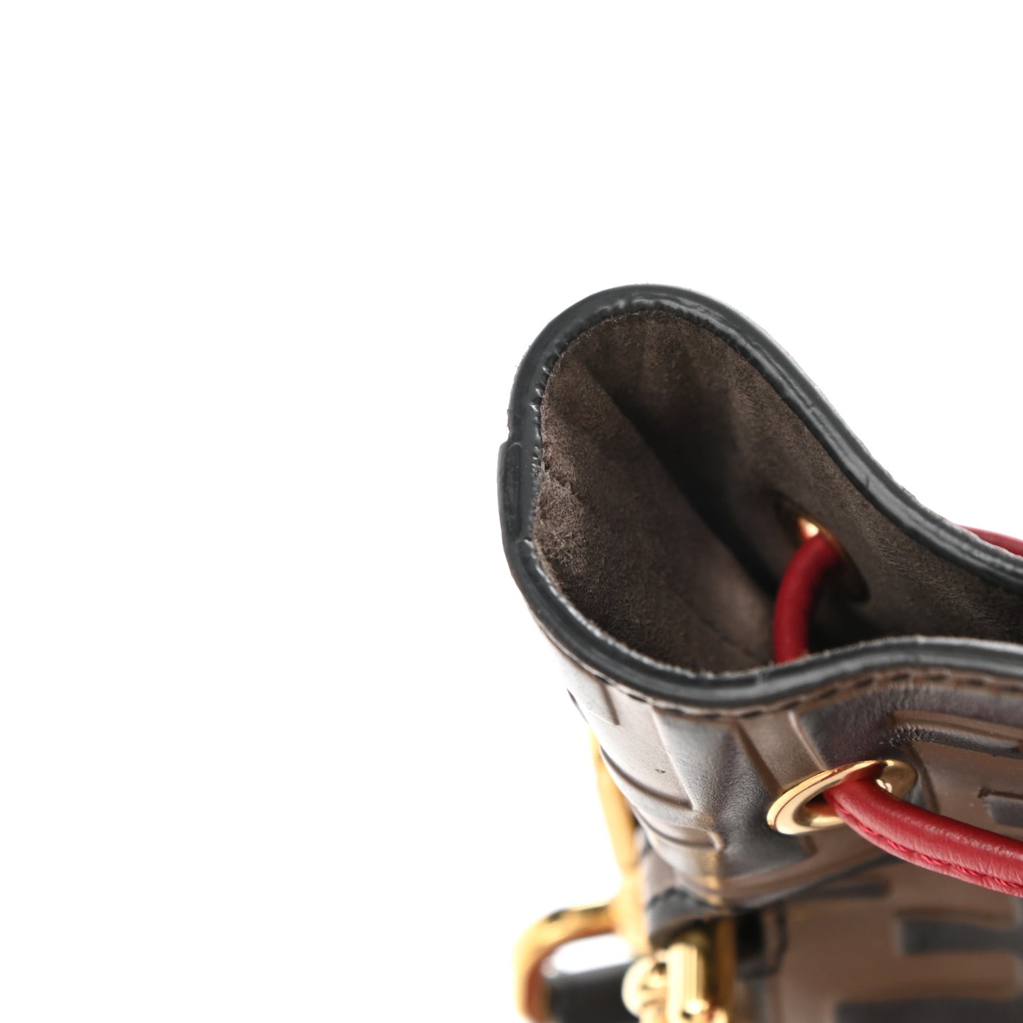 Vitello Grace F is Fendi Bi-Color FF 1974 Embossed Grande Mon Tresor Bucket Bag Maya Black Fragola