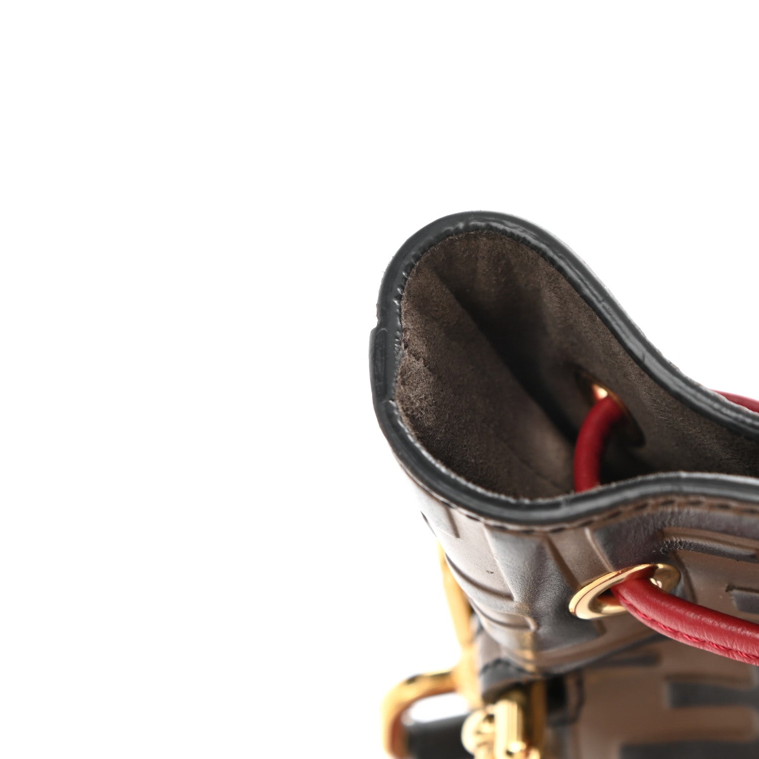 Fendi Vitello Grace F is Fendi Bi-Color FF 1974 Embossed Grande Mon Tresor Bucket Bag Maya Black Fragola 14 of 15