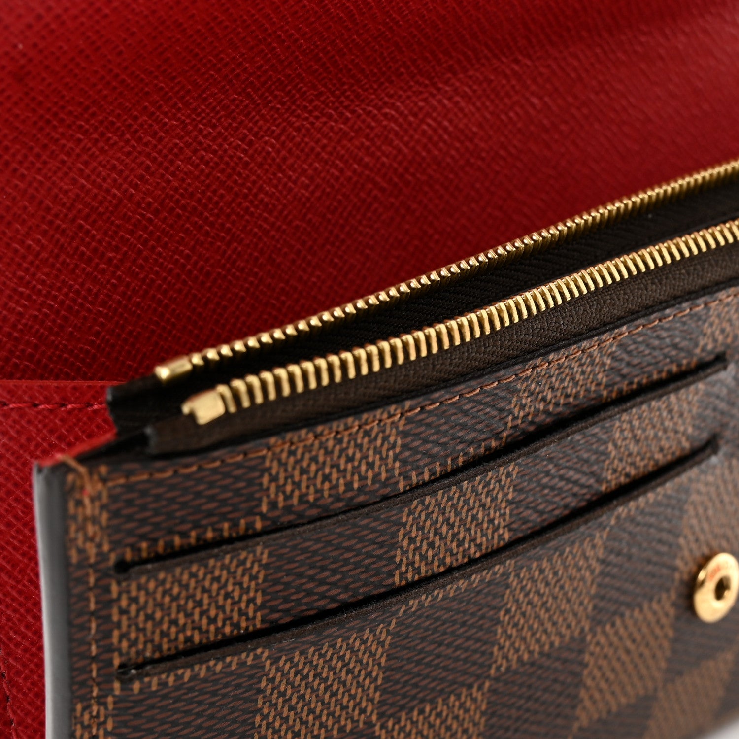 Louis Vuitton Damier Ebene Emilie Wallet Red 8 of 12