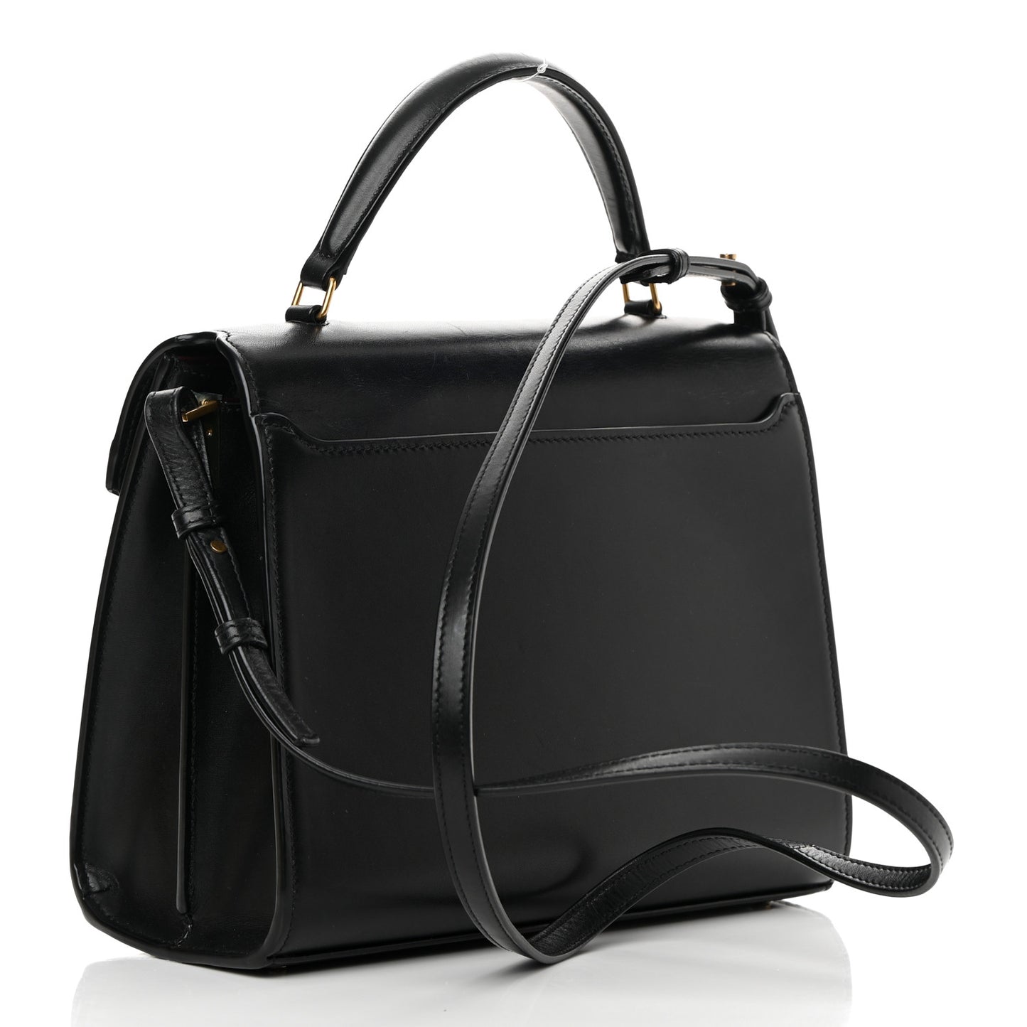 Smooth Calfskin Medium Classic Monogram Cassandra Top Handle Black Rouge Legion