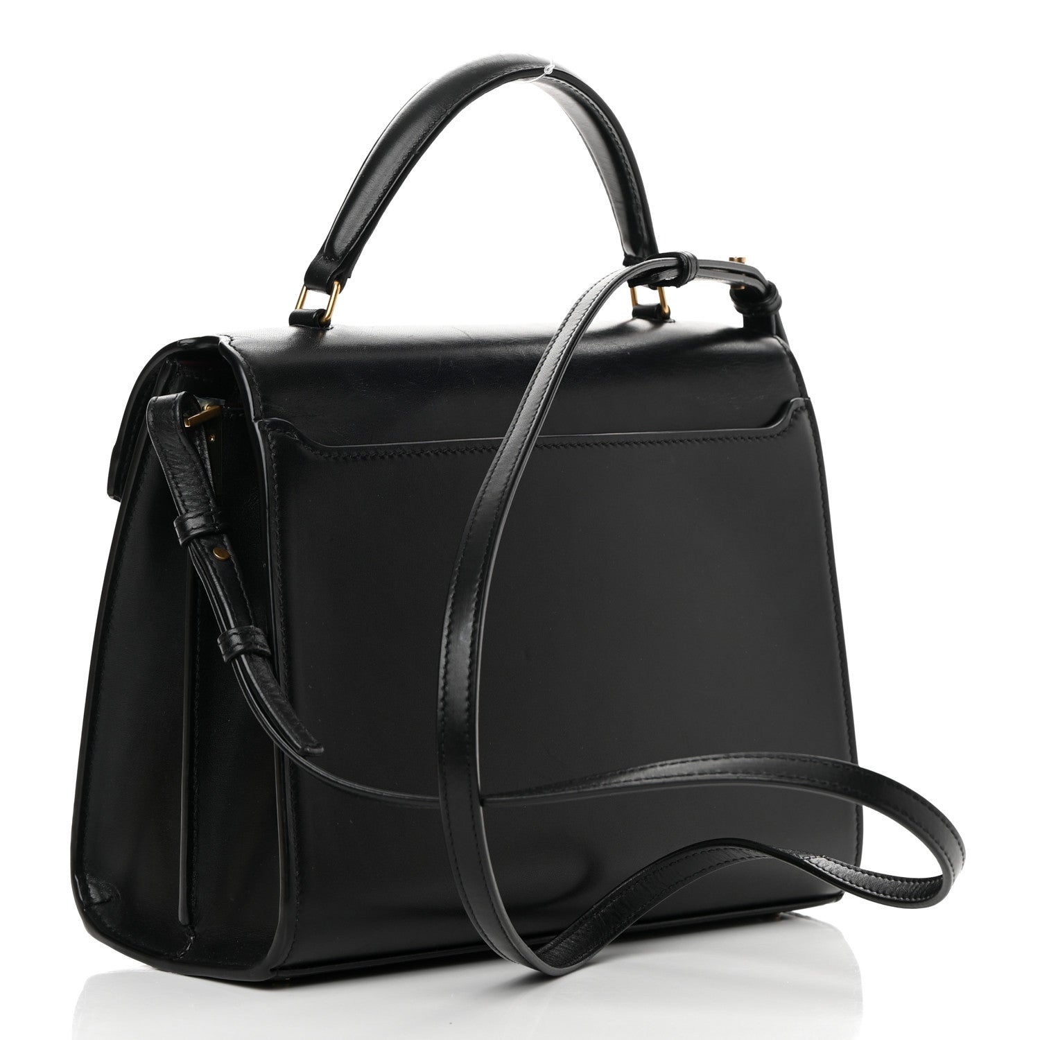 Saint Laurent Smooth Calfskin Medium Classic Monogram Cassandra Top Handle Black Rouge Legion 3 of 19